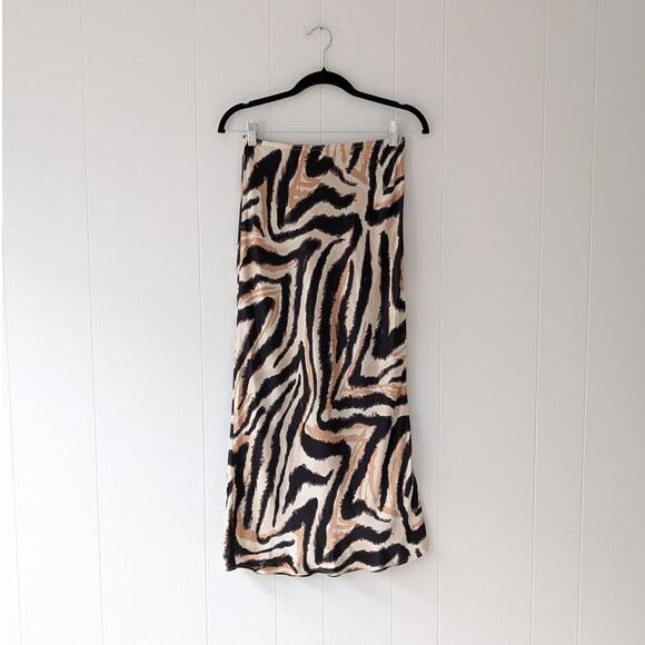 Topshop Tiger Animal Print Maxi Bias Satin High Rise A-line Skirt in Multi, sz 4 - Picture 1 of 8